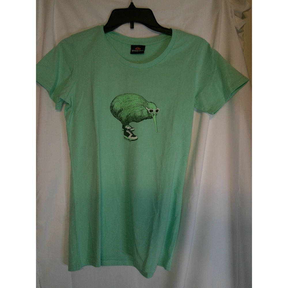 Global Culture Mint Green Kiwi Bird Graphic T-Shirt Casual Summer‎ Tee